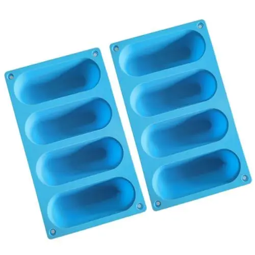 Produktbild: Amosfun Hot-Dog-Brötchenform 2 Stück Silikon-Eclair-Form Antihaftbeschichtet Für Brot Wurst Müsliriegel Backform Hamburger-Form Für Sandwich-Hotdog-Brötchen