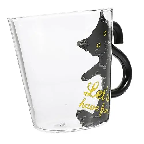 Produktbild: Amosfun Katzenbecher Süßes Katzendesign Glastasse Für Tee Saft Wasser Homeoffice Ergonomischer Griff