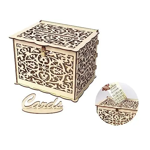 Produktbild: Amosfun Kasten hochzeitskarten box hochzeit kartenbox kleine geschenkboxen geschenkboxen Hochzeitskartenbox Lipgloss Probenbehälter Clip hohl Karton Klipp Hochzeitsbox Braut Hölzern