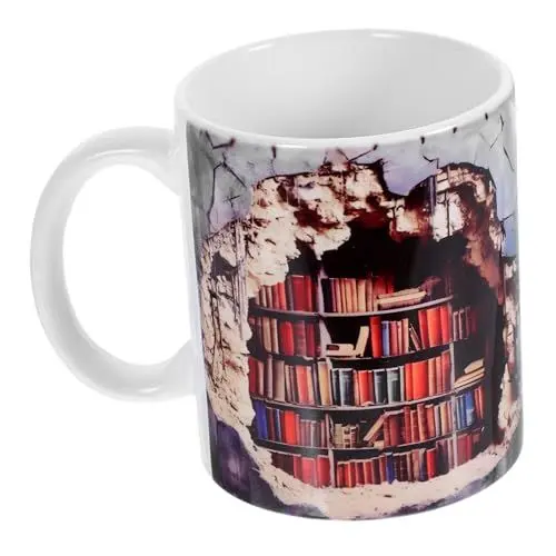 Produktbild: Amosfun Keramiktasse – Kreatives Bücherregal-design Ideal Für Kaffee Tee Für Den Gebrauch Im Büro Oder Zu Hause