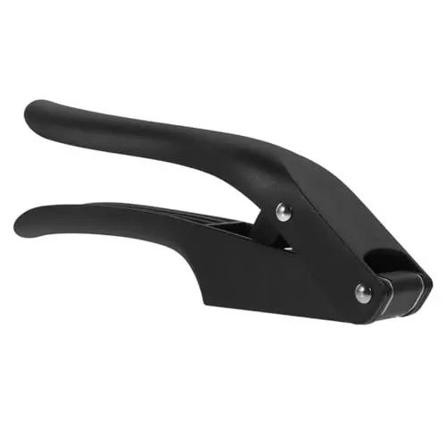 Produktbild: Amosfun Knoblauchklammer aus Edelstahl ergonomische schnittknoblauch easy putz Handschleifer manuelle Knoblauchpresse Werkzeug zum Zerkleinern von Knoblauch Knoblauchwippe ，PP， Black