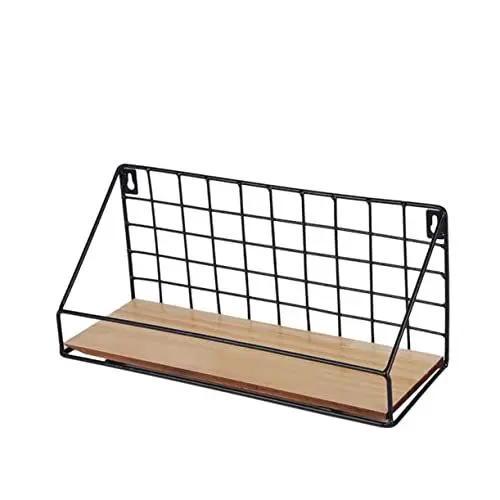 Produktbild: Amosfun Lagerregal Gewürzregal Schrank wandregal korb wandmontierte Regale wandhängende regale Körbe aus Stahldraht book shelves bücherstützen badezimmer armatur brillenregal Bambus Black