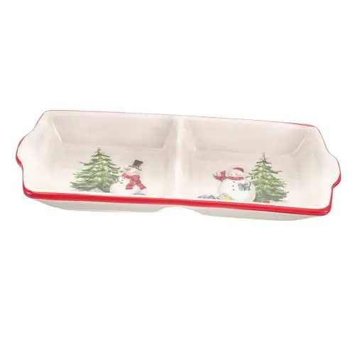 Produktbild: Amosfun Mini- dekoratives Tablett Weihnachtsteller bonbon Schalen Weihnachts-Obstteller Platte zur Aufbewahrung von Lebensmitteln Serviertabletts aus Keramik Saucenteller Gitterplatte
