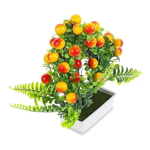 Produktbild: Amosfun Mini-kunstfrucht Gefälschte Obstbaumpflanze Künstlicher Orangenbaum Obstbaum Dekor Zu Hause Gefälschter Pfirsichbaum Kunstblumen-Bonsai Büro Rechteck Schaum Voller Gold Und Jade