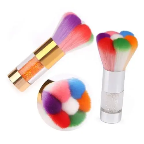 Produktbild: Amosfun Regenbogenfarbener Nagelkunst-staubpinsel mit Metallgriff Nagelreiniger für Acrylnägel Make-up-pinsel Silber