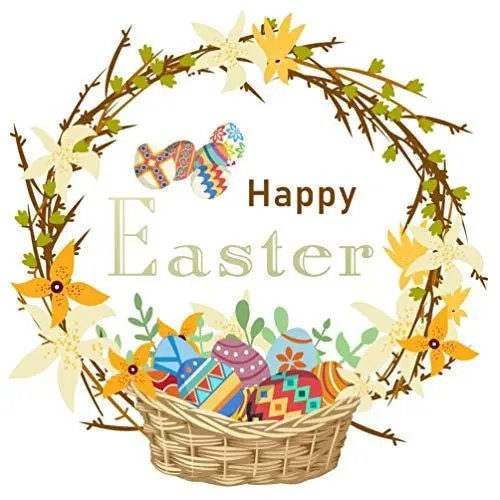 Produktbild: Amosfun Ostern Dekoration Aufkleber Blumenkorb Eier Fensterbilder Entfernbares Selbstklebendes Aufkleber Wandbild Ostern Party Supplies - 48Cm