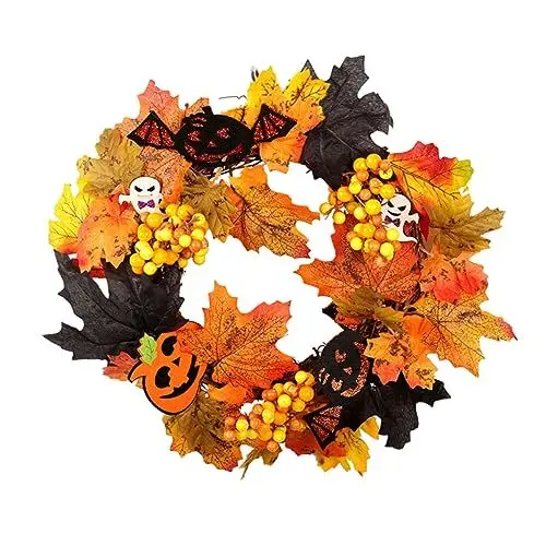 Produktbild: Amosfun Outdoor-Dekor herbstlicher Türkranz Halloween-Kranz Halloween türkranz türdeko Halloween herbstdeko draußen Dekor Halloween-Tür hängt Kürbistür hängt Fenster schmücken Hölzern