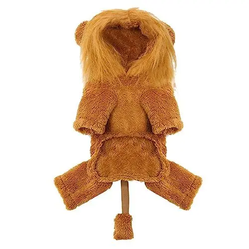 Produktbild: Amosfun Pet Dog Lion Transformation Outfit Haustier-löwen-Kleidung Löwenmähne Kostüm Kostümzubehör Für Haustiere Halloween-haustierkostüm Thermische Kleidung Plüsch Hündchen Overall