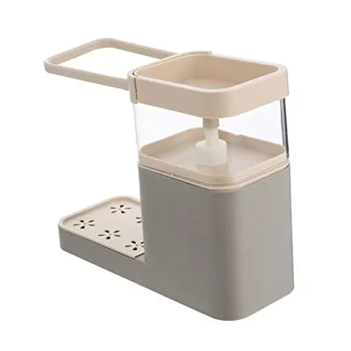 Produktbild: Amosfun Seifenspender Automatische Flüssigseifenpumpe Manueller Spülmittelspender Seifenbox Schwammseifenspender Pp-Material Praktisch für Den Küchengebrauch