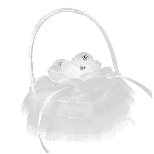 Produktbild: Amosfun Ringkissen aus Spitze wedlock Wedding Ringkissen für Fotos Hochzeitsgeschenk Ringkissen für Gartenhochzeit Diamantringe Eheringkissen Ringkissen mit Griff Boxen für Eheringe Satin-