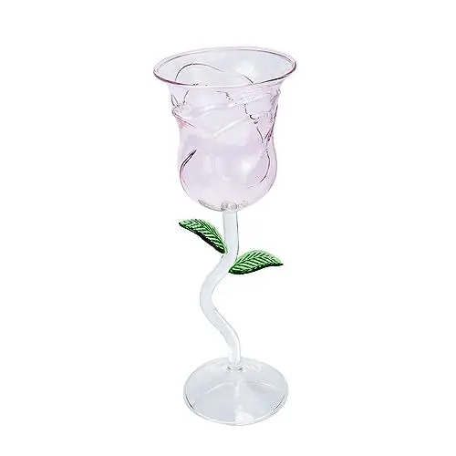 Produktbild: Amosfun Weinkelch Aus Rosenblütenglas Cocktailkelch Aus Glas Für Die Bar Stilvolle Dekoration Für Zuhause Vielseitig Für Verschiedene Anlässe