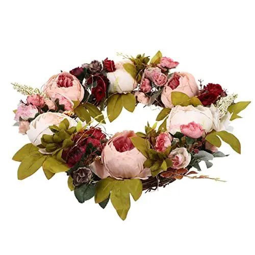 Produktbild: Amosfun Künstlicher Rosenblumenkranz Mit Lichtern Dekorative Girlande Für Hochzeitsfest