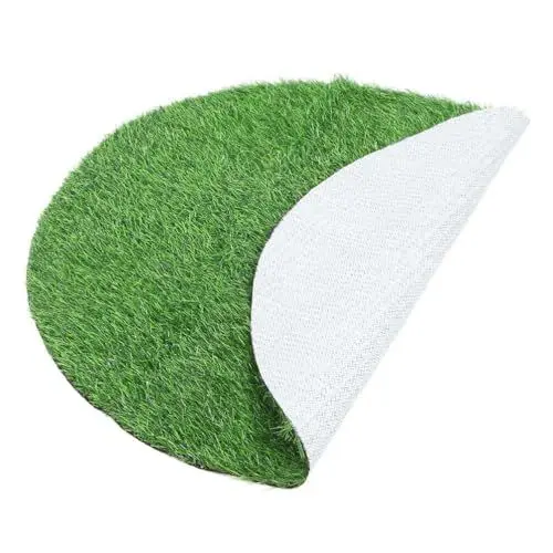Produktbild: Amosfun Runder Kunstrasen-Teppich Für Den Außenbereich Innenbereich Runder Teppich Realistischer Kunstrasen-Läufer Weiche Grasmatte Für Haustier Hund Rasen Garten 78 7 Cm