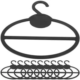 Produktbild: Amosfun Schal-Kleiderbügel 10 Stück Schrank-Kleiderbügel Ring Kunststoff-Gürtelbügel Handtuchhaken rutschfeste Krawattenringe Halter Organizer Kleiderbügel Für Schals Schleier Krawatten