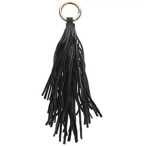 Produktbild: Amosfun Schwarz Leder Quaste Schlüsselbund Kreis Schlüssel Ringe Quaste Keychain Charme Lesezeichen Quasten Handtasche Rucksack Hängen Anhänger Decor für Frauen Geldbörse Dekorationen
