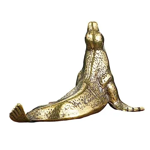 Produktbild: Amosfun Seelöwe aus Messing Goldrand Messing-Handwerksdekor Seelöwen-Sammelfiguren Mini-Figur Ornament Spielzeug Messingdekor Bastelfigur aus Messing Tier Bronze- Dekorationen Statue