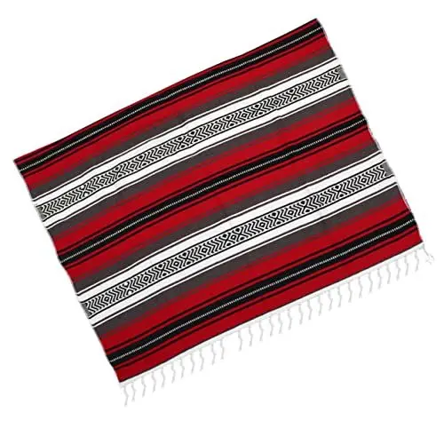 Produktbild: Amosfun Mexikanische Decke Yogamatte Gewebter Umhang Für Das Wohnzimmer Weich Leuchtendes Rot 130 X 180 cm Vielseitig Einsetzbar