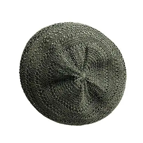 Produktbild: Amosfun Strohhut Sonnenhut Sommer Strandhut Damen Mädchen Häkelmütze Aushöhlen Strickmütze Frühling Baskenmütze Handgemacht Barett Frühling Französische Mütze
