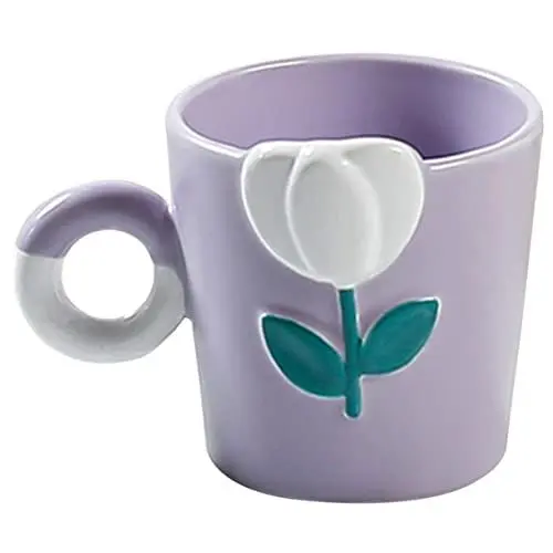 Produktbild: Amosfun Tasse Becher trinken Heißgetränkebecher Espresso Latte-Becher Trink Gläser Kaffeebecher Mehrzweck-Frühstücksbecher Tulpe Wasserbecher niedlich Milchbecher Brautjungfer Porzellan