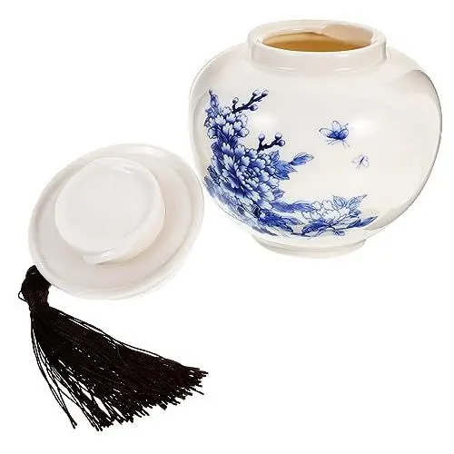 Produktbild: Amosfun Teedose aus blauem und weißem Porzellan Kaffeebohnenbehälter für die Küche teeaufbewahrungsboxen Tee Aufbewahrungsdose Kaffeedosen aus Keramik für Tee