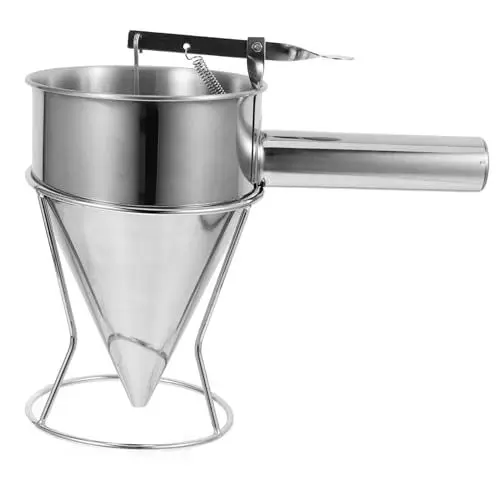 Produktbild: Amosfun Trichterfischbällchenmaschine Tortendekorationstrichter Pfannkuchentrichter Pfannkuchenspender Süßwarenspender Crêpes-hersteller Küchentrichter Werkzeug Silver Rostfreier Stahl