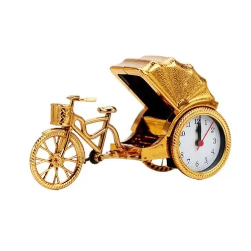 Produktbild: Amosfun Uhr Schlafzimmer standuhr goldene Uhr Alarmuhr Geräuschlose Uhr Große Zahlen Uhr Bürouhr Tischuhr Rikscha-förmiger Wecker Schreibtisch Wecker Retro-Uhr zum Dekorieren Ohne