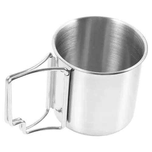Produktbild: Amosfun Wasserbecher Aus Edelstahl Tragbare Kaffeetasse Tassen Kaffeebecher Zusammenklappbarer Campingbecher Tragbare Campingbecher Rucksackbecher Zusammenklappbarer Henkelbecher Teetasse