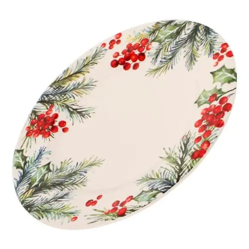 Produktbild: Amosfun Weihnachtsgeschirr Weihnachts-servierplatte Platte Zur Aufbewahrung Von Lebensmitteln Frühstücksteller Weihnachtsteller Aus Porzellan Tischgesellschaft Keramik Kardinal Oval