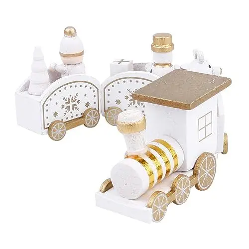 Produktbild: Amosfun Weihnachtszug Aus Holz Desktop-Dekoration Weihnachtliche Kamindekoration Weihnachtszug Dekorationen Weihnachtszugverzierung Tischdekorationen Weihnachtszug Spielzeug Weiß Hölzern