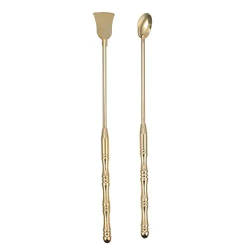 Produktbild: Amosfun Weihrauch Werkzeuge Set - Kupfer Löffel und Schaufel für Brenner, Yoga, Meditation - 1 Set 2 Stück (Golden)