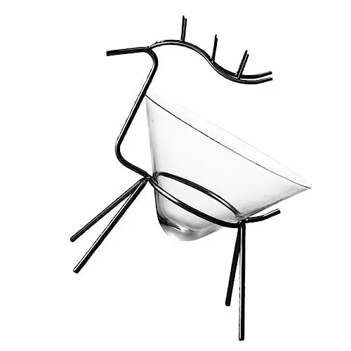 Produktbild: Amosfun Fein Gearbeiteter Weinbecher Aus Eisen Hirschmotiv 160 Ml für Cocktailbars und Cafés Schwarz