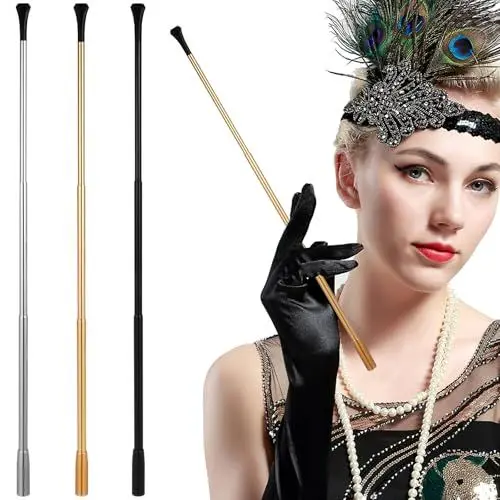 Produktbild: Amosfun Zigarettenspitze 20er Jahre Stil Zigarettenhalter Ausziehbar Damen Great Gatsby Motto Party Kostüm Zubehör für Frauen Damen Cosplay Party 3 Stück