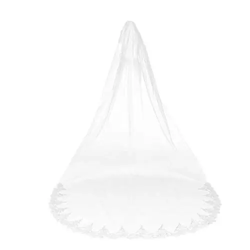 Produktbild: Amosfun brautschleier lang elfenbein weißer schleier einschichtig bodenlang 3 m elegantes hochzeitszubehör für frauendame