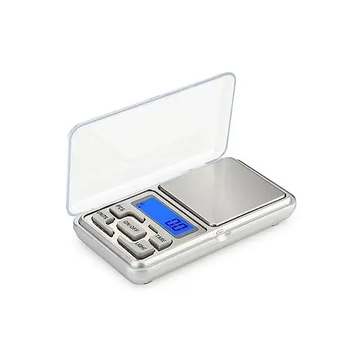 Produktbild: Amosfun digitale schmuckwaage gramm -Schmuckwaage digitale Paketwaage Tischwaage für Schmuck digitalwaage briefwaagen 0,1 Gramm Präzisionswaage Tasche für Schmuckwaagen Silver
