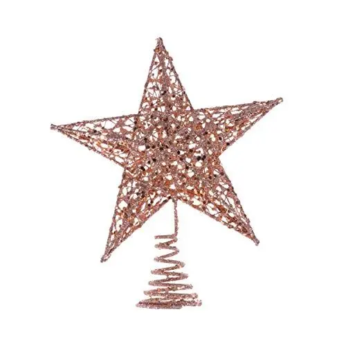 Produktbild: Amosfun glitzernder Stern aus Eisen für die Weihnachtsbaumspitze, Dekoration, Eisen, rose gold, 25 cm