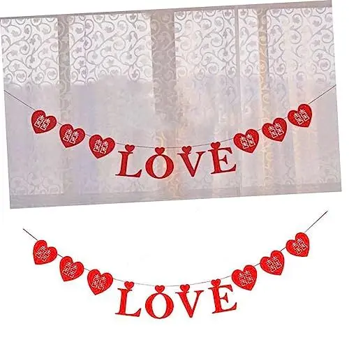 Produktbild: Amosfun hochzeitsdeko Hochzeitsbanner Girlande Liebesbanner Liebe herzbanner hängendes Hochzeitsbanner Hochzeitsgirlande Liebe Girlande Herzförmig das Banner Latte-Kunst Kranz schmücken
