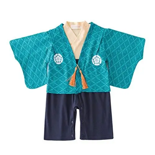 Produktbild: Amosfun japanischer Kimono-Strampelanzug für Neugeborene und Kleinkinder, japanischer Schlafanzug für Jungen, Kimono-Kostüm mit blauem Mantel Gr. 60 cm, Bild 1