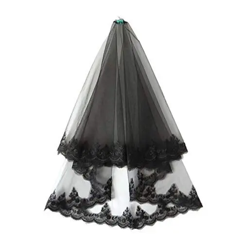 Produktbild: Amosfun schwarz brautschleier halloween gothic schleier brautschleier brautschleier für dame braut cosplay party (schwarz ohne krone)