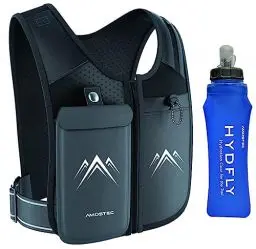 Produktbild: AMOSTEC Laufweste Handytasche Joggen Handyhalterung, Original Reflektorweste Laufgürtel mit Reißverschluss, 500ml Wasserflasche, Leicht & Wasserfest für Laufen, Fahrrad, Fitness, Herren & Damen