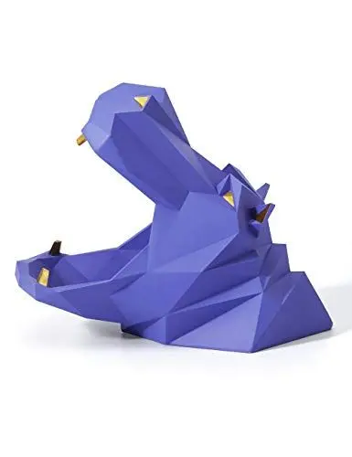 Produktbild: HAUCOZE Nilpferd Keksdose Arts Skulptur Modern Figuren Statue Tier Geschenk Dekor Polyresin Violett 18cm