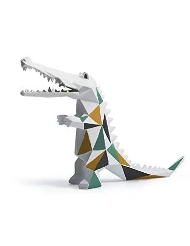 Produktbild: Amoy-Art Krokodil Skulpturen Arts Modern Dekor Figuren Tier Statue Wohnzimmer Kunst Polyresin Geschenk Weiß 17cm