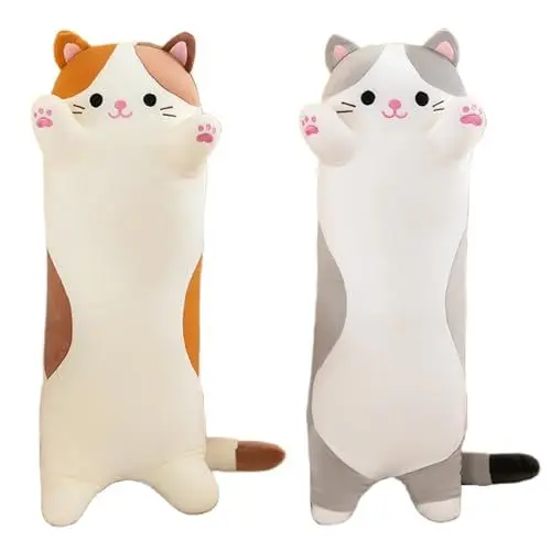 Produktbild: AMOZO Katzen Kuscheltiere süße Lange Katzen Plüschtiere, Niedliche Weiche Katze Stofftiere Plüsch Kissen Spielzeug für Mädchen und Kinder, 1PCS, 70cm/Neu Grau