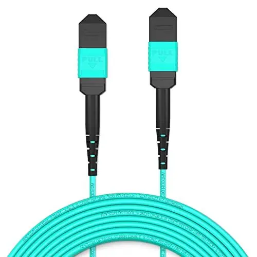 Produktbild: AMPCOM MPO zu MPO Trunk-Kabel 50/125μm Multimode OM3-300 (12 Fasern, MPO zu MPO Female, Typ B, LSZH/Riser, UPC, Aqua) 10m