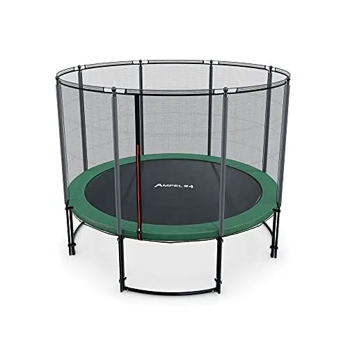 Produktbild: Ampel 24 Trampolin Outdoor Ø 305/366/430 cm, GS-Zertifikat, Kinder Gartentrampoline, Komplettset mit Randabdeckung und Sicherheitsnetz, Deluxe schwarz pulverbeschichteter Rahmen