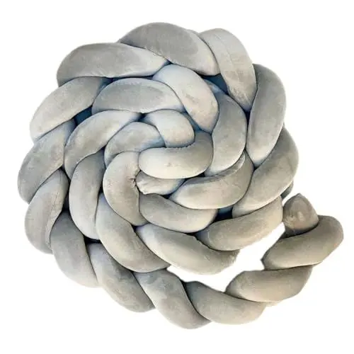 Produktbild: AmphaDeco Geflochtene Bettschlange Baby Nestchen Babybett Umrandung Nestschlange Babybett Babybett Nestchen Bettumrandung Changeability Genuflection,Dunkelgrau,100cm