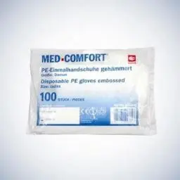 Produktbild: AMPri Med Comfort PE Handschuhe, Gr. S, unsteril, gehämmert, transparent (01080-S),100St