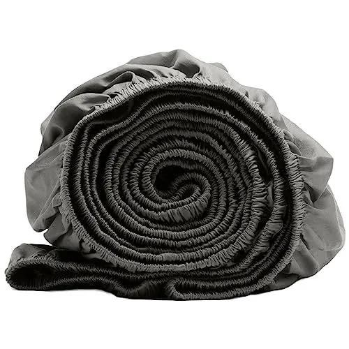 Produktbild: Amqua Mako Satin Spannbettlaken 180x200cm, 100% Bio Baumwolle (Zertifiziert), Bettlaken für Boxspringbett & Wasserbett oder Matratzen bis 30cm Höhe, Farbe: Grau