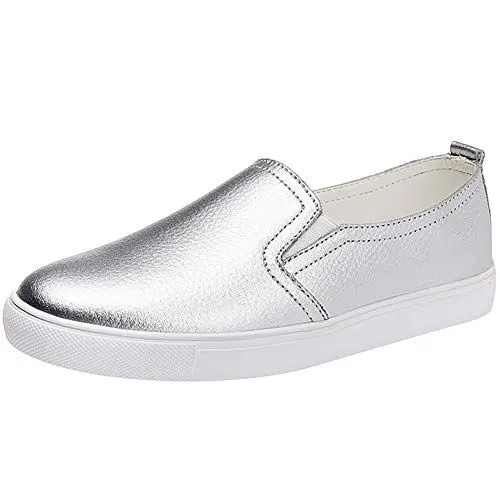 Produktbild: amropi Damen Elastizität Flach Klassisch Beiläufig Wandern Schlüpfen Sneaker (Silber,40 EU)