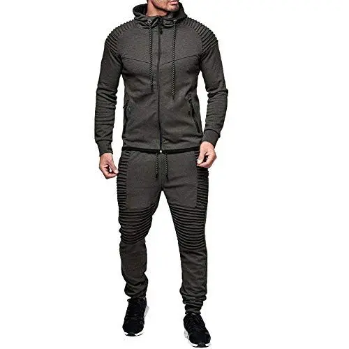 Produktbild: amropi Herren Jogginganzug Trainingsanzug Sportbekleidung Männer Sweatjacke und Trainingshose Sportanzug (Grau,XXL)