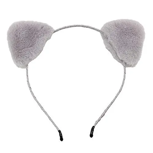 Produktbild: amropi Katzenohren Stirnband Nette Plüsch Katze Ohr Haarbänder für Frauen und Mädchen,Täglich tragen,Cosplay und Party Dekoration, Grau
